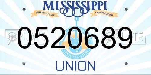 0520689 Mississippi License Plate