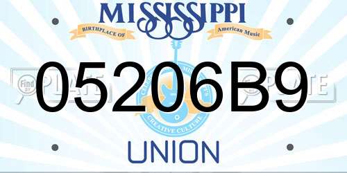 05206B9 Mississippi License Plate