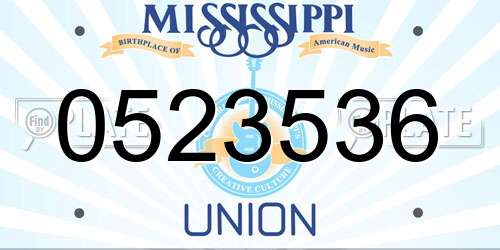 0523536 Mississippi License Plate