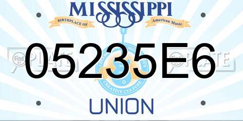 05235E6 Mississippi License Plate