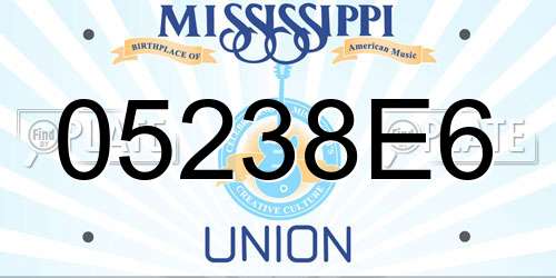 05238E6 Mississippi License Plate