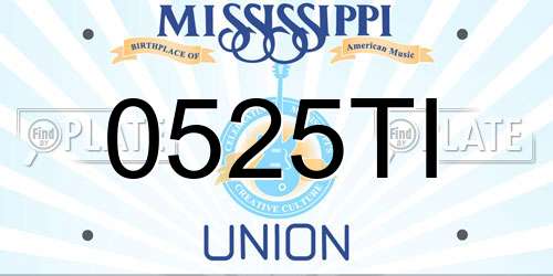 0525TI Mississippi License Plate