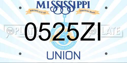 0525ZI Mississippi License Plate