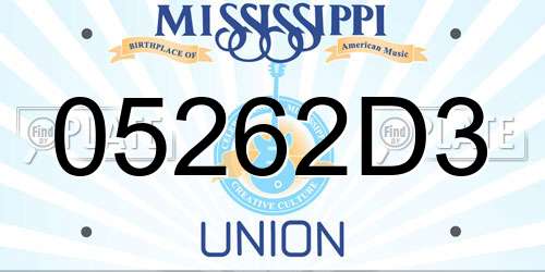05262D3 Mississippi License Plate