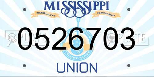 0526703 Mississippi License Plate