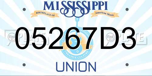 05267D3 Mississippi License Plate