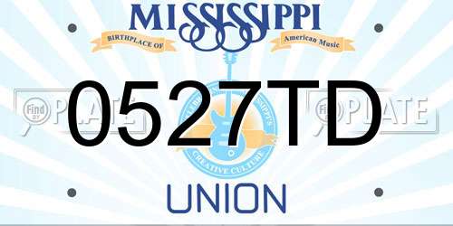 0527TD Mississippi License Plate