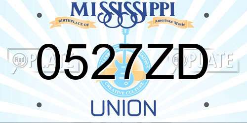 0527ZD Mississippi License Plate