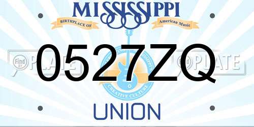 0527ZQ Mississippi License Plate