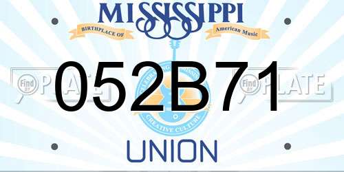 052B71 Mississippi License Plate
