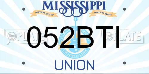 052BTI Mississippi License Plate