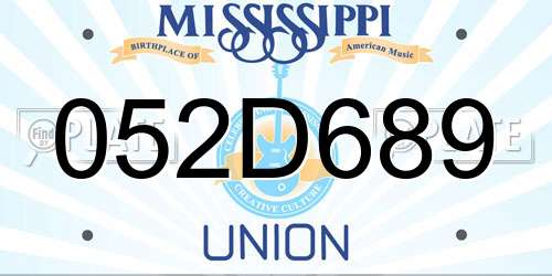052D689 Mississippi License Plate