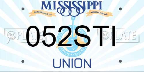052STI Mississippi License Plate