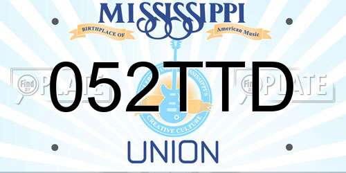 052TTD Mississippi License Plate