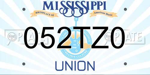 052TZ0 Mississippi License Plate