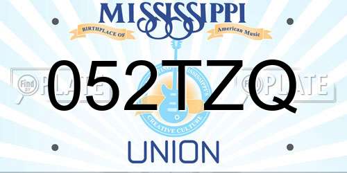 052TZQ Mississippi License Plate