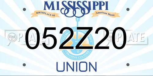 052Z20 Mississippi License Plate