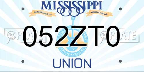 052ZT0 Mississippi License Plate