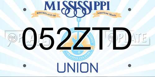 052ZTD Mississippi License Plate