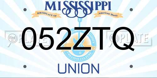 052ZTQ Mississippi License Plate