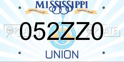 052ZZ0 Mississippi License Plate