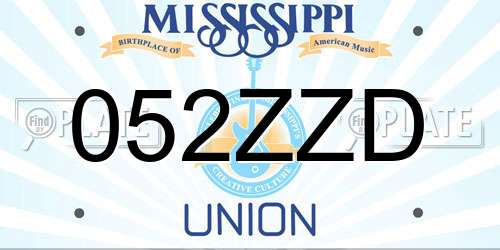 052ZZD Mississippi License Plate