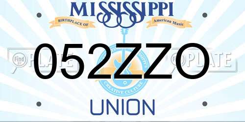 052ZZO Mississippi License Plate