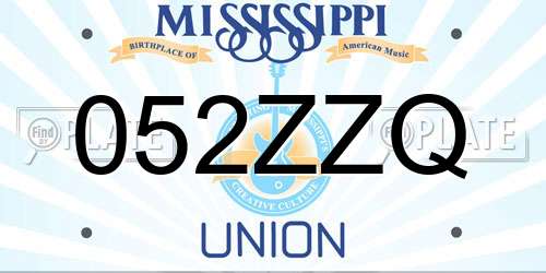 052ZZQ Mississippi License Plate