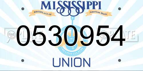 0530954 Mississippi License Plate