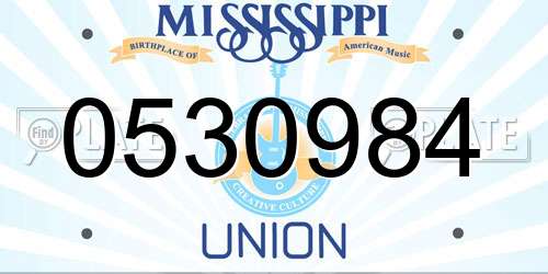 0530984 Mississippi License Plate