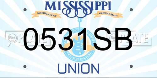 0531SB Mississippi License Plate