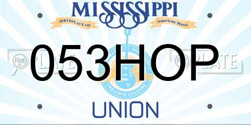 053HOP Mississippi License Plate