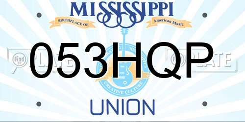 053HQP Mississippi License Plate