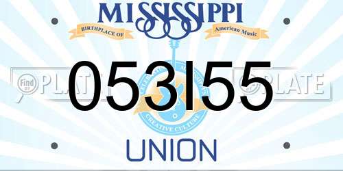 053I55 Mississippi License Plate