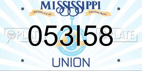 053I58 Mississippi License Plate