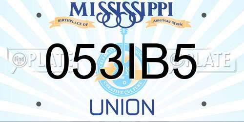 053IB5 Mississippi License Plate