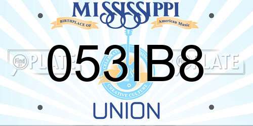 053IB8 Mississippi License Plate