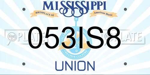 053IS8 Mississippi License Plate