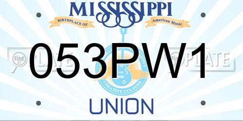 053PW1 Mississippi License Plate