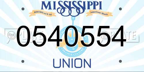 0540554 Mississippi License Plate