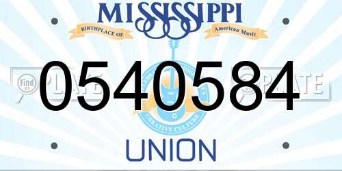 0540584 Mississippi License Plate