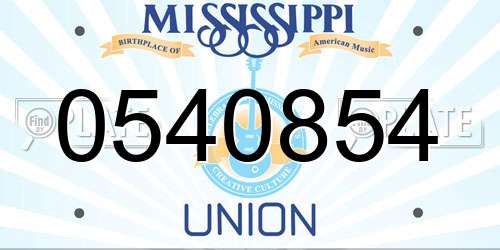 0540854 Mississippi License Plate