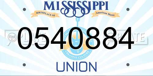 0540884 Mississippi License Plate