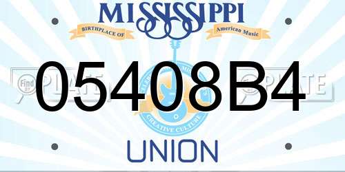 05408B4 Mississippi License Plate