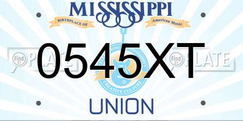 0545XT Mississippi License Plate