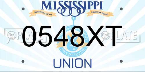0548XT Mississippi License Plate