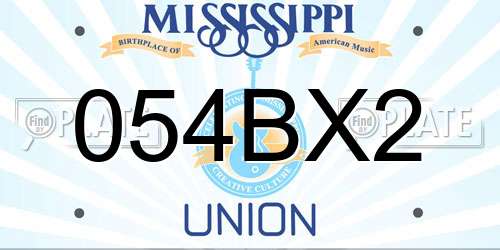 054BX2 Mississippi License Plate