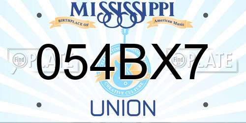 054BX7 Mississippi License Plate