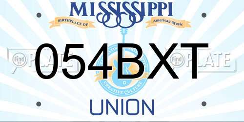 054BXT Mississippi License Plate