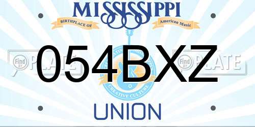 054BXZ Mississippi License Plate